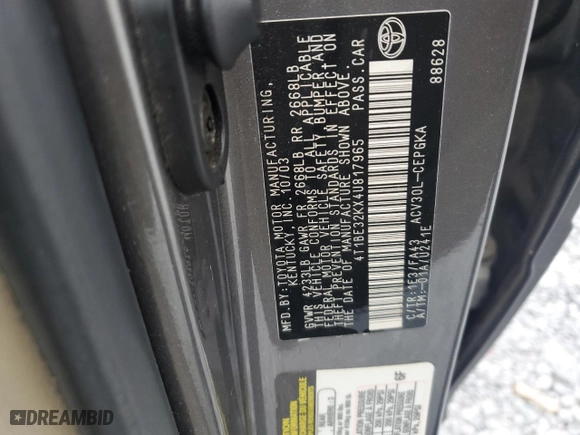 2004 Toyota Camry LE with VIN 4T1BE32KX4U817965, listed as a Copart auction lot 48636815 with 118,175 mi miles and Salvage Title. Bid and sale history available at carsss.com. Image 12.