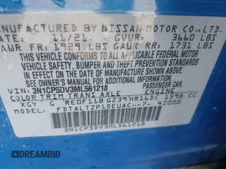 2021 Nissan Kicks SR with VIN 3N1CP5DV3ML561218, listed as a IAAI auction lot 41691829 with 99,361 mi miles. Bid and sale history available at carsss.com. Image 9.