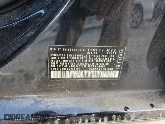 2019 Volkswagen Jetta GLI S with VIN 3VW6T7BU2KM225298, listed as a Copart auction lot 48470555 with 70,221 mi miles and Non Repairable. Bid and sale history available at DreamBid. Image 13.