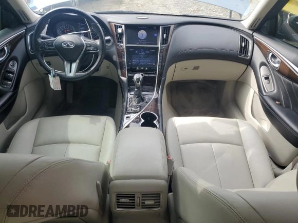 2019 Infiniti Q50 Luxe with VIN JN1EV7AR9KM553774, listed as a Copart auction lot 51593855 with 62,446 mi miles and Salvage title. Bid and sale history available at DreamBid. Image 8.