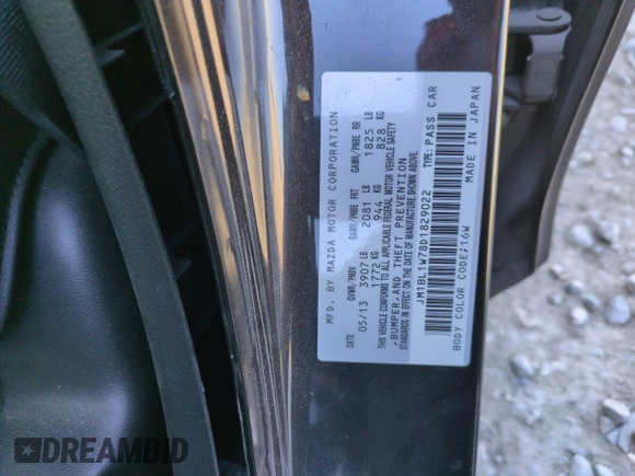 2013 Mazda 3 i Grand Touring with VIN JM1BL1W78D1829022, listed as a Copart auction lot 89028435 with Not Provided miles and Salvage Title. Bid and sale history available at carsss.com. Image 13.