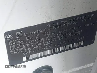 2011 BMW 7 Series 750i with VIN WBAKA8C56BCY37281, listed as a IAAI auction lot 42637801 with 122,263 mi miles and . Bid and sale history available at DreamBid. Image 9.