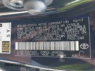 2017 Toyota Prius Two with VIN JTDKBRFU5H3056463, listed as a IAAI auction lot 41842209 with 126,002 mi miles. Bid and sale history available at carsss.com. Image 9.