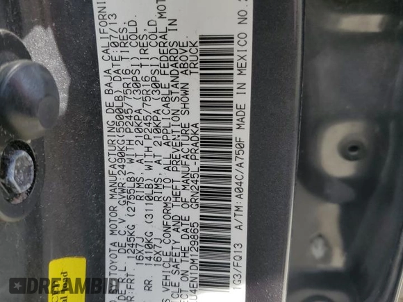 2013 Toyota Tacoma with VIN 3TMLU4EN1DM129865, listed as a Copart auction lot 60783185 with 218,457 mi miles and Clean title. Bid and sale history available at DreamBid. Image 12.