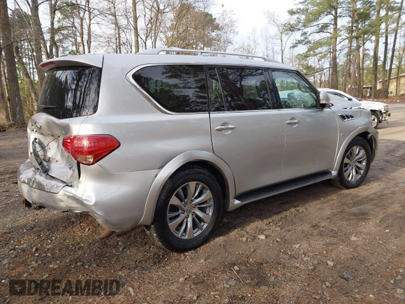 2015 Infiniti QX80 with VIN JN8AZ2NE1F9083991, listed as a IAAI auction lot 41835516 with 1 mi miles. Bid and sale history available at carsss.com. Image 4.