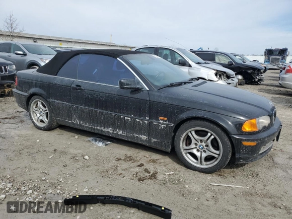 2001 BMW 3 Series 330Ci with VIN WBABS53471JU85177, listed as a Copart auction lot 46220715 with 202,496 mi miles and Salvage Title. Bid and sale history available at carsss.com. Image 4.