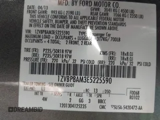2014 Ford Mustang V6 with VIN 1ZVBP8AM3E5225590, listed as a IAAI auction lot 42148999 with 94,911 mi miles and . Bid and sale history available at DreamBid. Image 9.