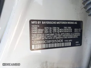 2015 BMW X3 xDrive28i with VIN 5UXWX9C58F0D53436, listed as a IAAI auction lot 41878069 with 143,587 mi miles. Bid and sale history available at carsss.com. Image 9.