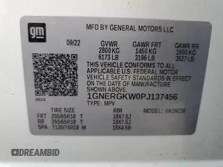 2023 Chevrolet Traverse LT Cloth with VIN 1GNERGKW0PJ137456, listed as a Copart auction lot 44155955 with 42,929 mi miles and Salvage Title. Bid and sale history available at carsss.com. Image 13.