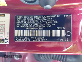 2018 Toyota C-HR XLE with VIN NMTKHMBX0JR058660, listed as a IAAI auction lot 41929790 with 136,358 mi miles. Bid and sale history available at carsss.com. Image 9.
