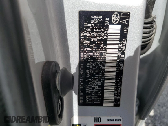 2014 Toyota Corolla L with VIN 2T1BURHE4EC108359, listed as a Copart auction lot 61338995 with Not provided miles and Salvage title. Bid and sale history available at DreamBid. Image 12.