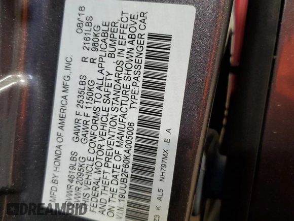 2019 Acura TLX w/A-Spec Pkg z VIN 19UUB2F60KA005006, wystawiony jako Copart lot #50305185 z przebiegiem Nie podano mil oraz Szkoda całkowita • Salvage title. Historia ofert i sprzedaży dostępna na DreamBid. Obrazek 12.
