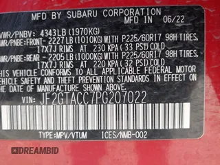 2023 Subaru Crosstrek Premium с VIN JF2GTACC7PG207022, выставлен на аукционе IAAI как лот 41964290 с пробегом 20 007 миль миль и . История ставок и продаж доступна на DreamBid. Изображение 9.