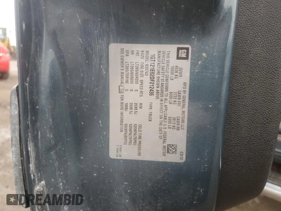 2013 GMC Sierra 2500HD SLT with VIN 1GT121E82DF212436, listed as a Copart auction lot 80863174 with 209,280 mi miles and Salvage title. Bid and sale history available at DreamBid. Image 12.