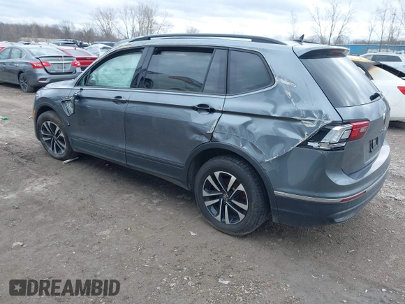 2024 Volkswagen Tiguan S with VIN 3VVFB7AX5RM188177, listed as a IAAI auction lot 41865699 with 7,823 mi miles and . Bid and sale history available at DreamBid. Image 3.