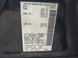 2015 Nissan Altima S with VIN 1N4AL3AP9FC582105, listed as a IAAI auction lot 41864014 with 138,477 mi miles and . Bid and sale history available at DreamBid. Image 9.