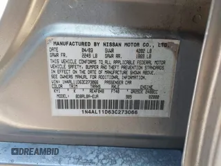 2003 Nissan Altima S with VIN 1N4AL11D63C273066, listed as a IAAI auction lot 41862920 with 247,680 mi miles. Bid and sale history available at carsss.com. Image 9.