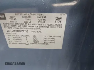 2011 GMC Terrain SLE-2 with VIN 2CTFLTEC7B6259136, listed as a IAAI auction lot 41643186 with 103,451 mi miles. Bid and sale history available at carsss.com. Image 9.