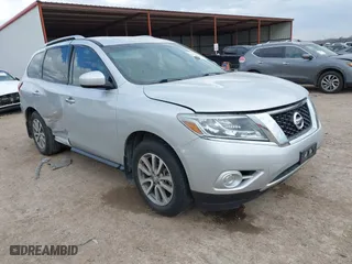 2014 Nissan Pathfinder SV with VIN 5N1AR2MNXEC727630, listed as a IAAI auction lot 41361611 with 57,634 mi miles. Bid and sale history available at carsss.com. Image 1.
