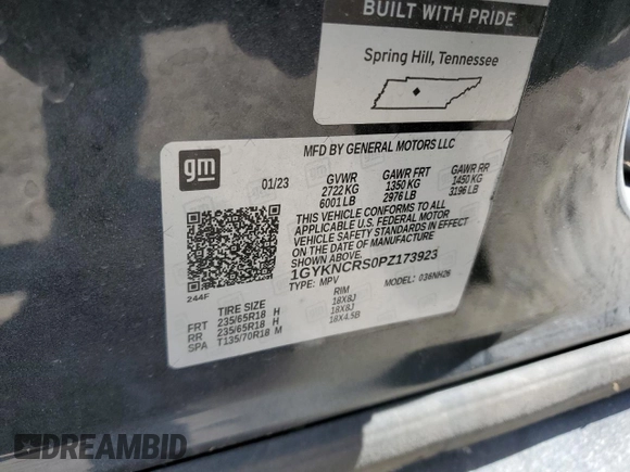 2023 Cadillac XT5 FWD Premium Luxury z VIN 1GYKNCRS0PZ173923, wystawiony jako Copart lot #52212695 z przebiegiem Nie podano mil oraz Szkoda całkowita • Salvage title. Historia ofert i sprzedaży dostępna na DreamBid. Obrazek 14.