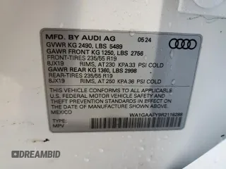 2024 Audi Q5 S line Premium with VIN WA1GAAFY9R2116288, listed as a Copart auction lot 49807975 with 1,126 mi miles and Salvage Title. Bid and sale history available at carsss.com. Image 13.