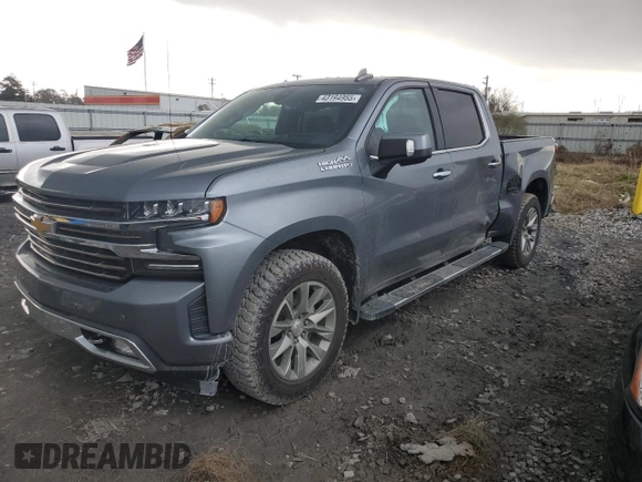2019 Chevrolet Silverado 1500 High Country with VIN 1GCUYHED1KZ147317, listed as a Copart auction lot 43194955 with 104,985 mi miles and Salvage Title. Bid and sale history available at carsss.com. Image 1.