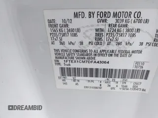 2013 Ford F-150 XL with VIN 1FTEX1CM7DFA43064, listed as a IAAI auction lot 41536493 with 182,465 mi miles. Bid and sale history available at carsss.com. Image 9.