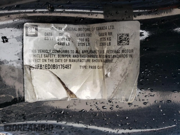 2011 Chevrolet Camaro 1LT with VIN 2G1FB1ED0B9176487, listed as a Copart auction lot 45912144 with 151,808 mi miles and Salvage title. Bid and sale history available at DreamBid. Image 12.