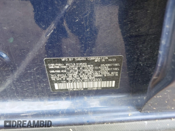 2024 Subaru Crosstrek Premium с VIN JF2GUADC9R8304800, выставлен на аукционе IAAI как лот 41965756 с пробегом 17 702 миль миль и . История ставок и продаж доступна на DreamBid. Изображение 9.