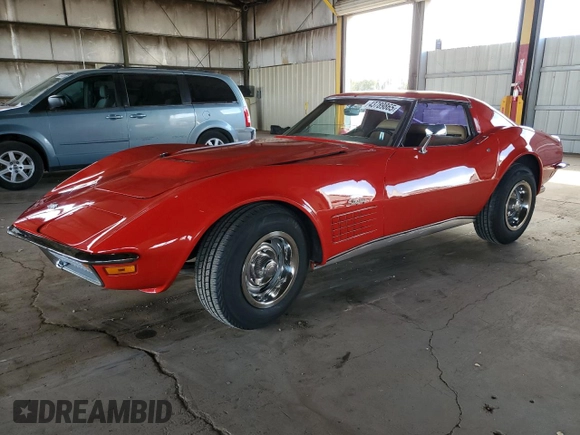 1972 Chevrolet Corvette with VIN 1Z37K2S501737, listed as a Copart auction lot 43789865 with 22,938 mi miles and Salvage title. Bid and sale history available at DreamBid. Image 1.