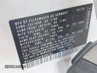 2012 Volkswagen Tiguan S with VIN WVGAV7AX0CW566151, listed as a IAAI auction lot 42826985 with 121,185 mi miles and . Bid and sale history available at DreamBid. Image 9.