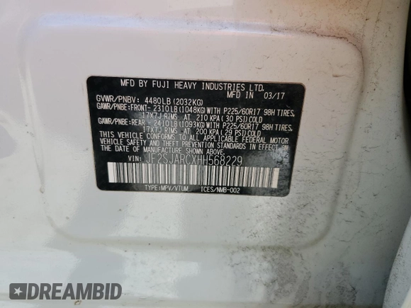 2017 Subaru Forester Limited with VIN JF2SJARCXHH568229, listed as a Copart auction lot 47216893 with 96,956 mi miles. Bid and sale history available at carsss.com. Image 13.