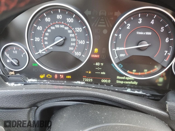 2012 BMW 3 Series 335i with VIN WBA3A9C58CFX59984, listed as a Copart auction lot 43690095 with 73,225 mi miles and Salvage title. Bid and sale history available at DreamBid. Image 9.