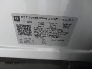 2020 Chevrolet Equinox LT z VIN 3GNAXUEV4LS654225, wystawiony jako IAAI lot #42098898 z przebiegiem 108 684 mil mil oraz . Historia ofert i sprzedaży dostępna na DreamBid. Obrazek 9.