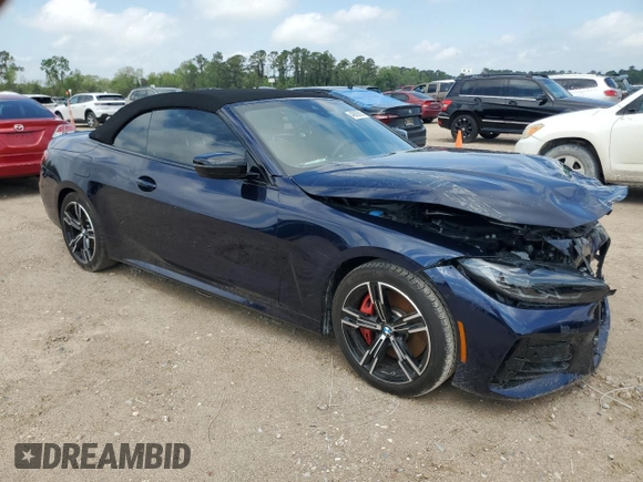 2023 BMW 4 Series M440i with VIN WBA53AT03PCL15153, listed as a Copart auction lot 49828855 with 7,354 mi miles and Salvage Title. Bid and sale history available at DreamBid. Image 4.