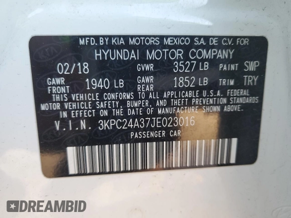 2018 Hyundai Accent SE with VIN 3KPC24A37JE023016, listed as a Copart auction lot 86780234 with 112,048 mi miles and Salvage Title. Bid and sale history available at carsss.com. Image 12.