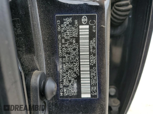2013 Toyota Prius One with VIN JTDKN3DU4D1696421, listed as a Copart auction lot 55269785 with 235,004 mi miles and Salvage Title. Bid and sale history available at DreamBid. Image 13.