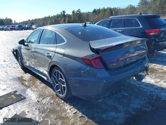 2021 Hyundai Sonata N Line with VIN 5NPEK4JC8MH127510, listed as a IAAI auction lot 41512915 with 27,409 mi miles. Bid and sale history available at carsss.com. Image 3.