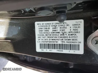 2013 Honda Civic Sdn LX with VIN 2HGFB2F50DH597561, listed as a Copart auction lot 50927385 with 142,034 mi miles and Salvage Title. Bid and sale history available at carsss.com. Image 12.