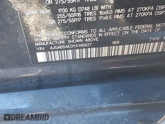 2000 Mercedes-Benz M 320/430/500 с VIN 4JGAB54E0YA146627, выставлен на аукционе IAAI как лот 41292173 с пробегом 116 790 миль миль и . История ставок и продаж доступна на DreamBid. Изображение 9.