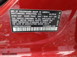 2018 Volkswagen Passat 2.0T SE with VIN 1VWBA7A36JC045562, listed as a Copart auction lot 45023195 with 78,335 mi miles and Salvage Title. Bid and sale history available at carsss.com. Image 13.