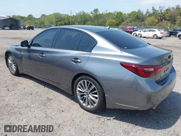 2018 Infiniti Q50 Luxe with VIN JN1EV7AP4JM590048, listed as a IAAI auction lot 41863410 with 55,727 mi miles and . Bid and sale history available at carsss.com. Image 3.