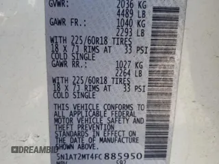 2015 Nissan Rogue S with VIN 5N1AT2MT4FC885950, listed as a Copart auction lot 53085545 with 120,303 mi miles and Salvage Title. Bid and sale history available at carsss.com. Image 14.