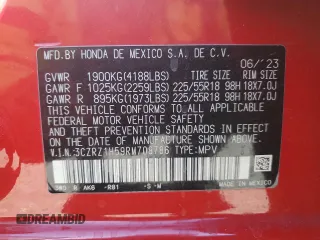 2024 Honda HR-V Sport with VIN 3CZRZ1H59RM708786, listed as a Copart auction lot 88551725 with 61,917 mi miles and Salvage Title. Bid and sale history available at carsss.com. Image 15.