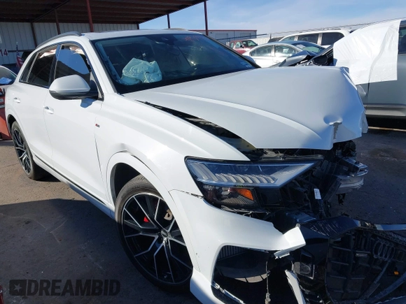 2021 Audi Q8 Premium Plus z VIN WA1EVAF12MD032227, wystawiony jako IAAI lot #41193948 z przebiegiem Nie podano mil oraz . Historia ofert i sprzedaży dostępna na DreamBid. Obrazek 1.