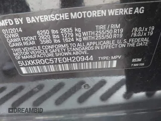 2014 BMW X5 xDrive35i with VIN 5UXKR0C57E0H20944, listed as a IAAI auction lot 42011451 with 208,205 mi miles. Bid and sale history available at carsss.com. Image 9.