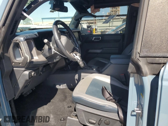 2022 Ford Bronco with VIN 1FMEE5DP3NLB62749, listed as a Copart auction lot 52227435 with 59,444 mi miles and Salvage Title. Bid and sale history available at DreamBid. Image 7.