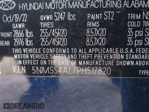 2023 Hyundai Santa Fe Calligraphy with VIN 5NMS54AL7PH517820, listed as a IAAI auction lot 41048639 with 19,938 mi miles. Bid and sale history available at carsss.com. Image 9.