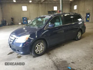 2005 Honda Odyssey EX-L with VIN 5FNRL387X5B102917, listed as a Copart auction lot 62707225 with 220,016 mi miles and Salvage title. Bid and sale history available at DreamBid. Image 1.