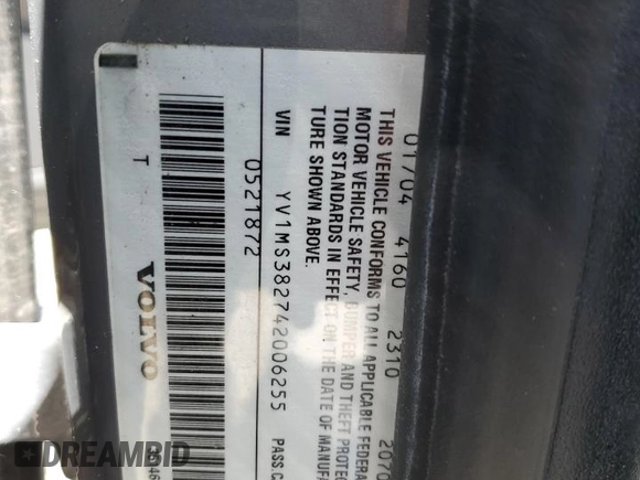 2004 Volvo S40 z VIN YV1MS382742006255, wystawiony jako Copart lot #57217135 z przebiegiem 66 740 mil mil oraz Szkoda całkowita • Salvage title. Historia ofert i sprzedaży dostępna na DreamBid. Obrazek 12.